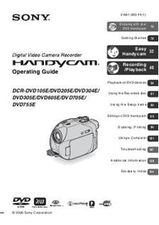 Sony DCR DVD 105 E manual. Camera Instructions.